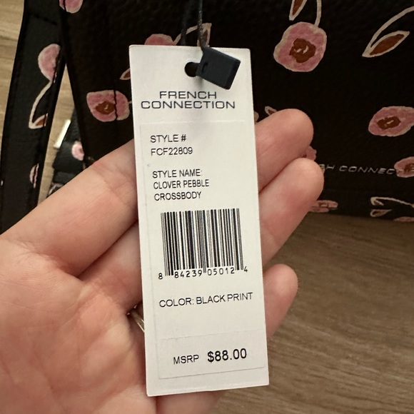 French Connection Clover Pebble Crossbody, Black Floral - Picture 4 of 5